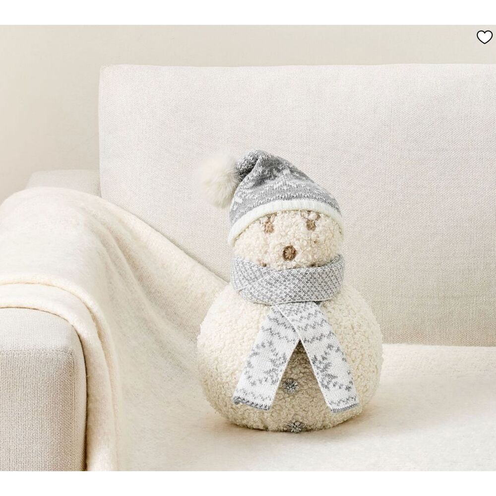 Pottery Barn Arlene the Snowman Shaped Pillow NWT